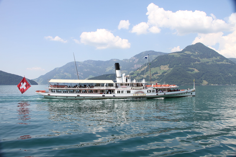 sea, steam, ship, lake lucerne region, ferry, tourism, water, yacht, outdoors, mountain, scenics - nature, travel, beauty in nature, chimney, swim, nature