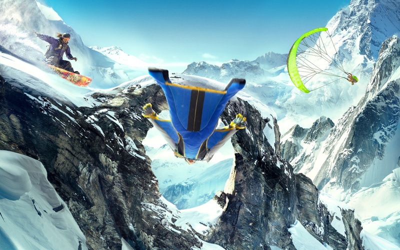 paragliding, snowboarding, 4K, wingsuit, Sports
