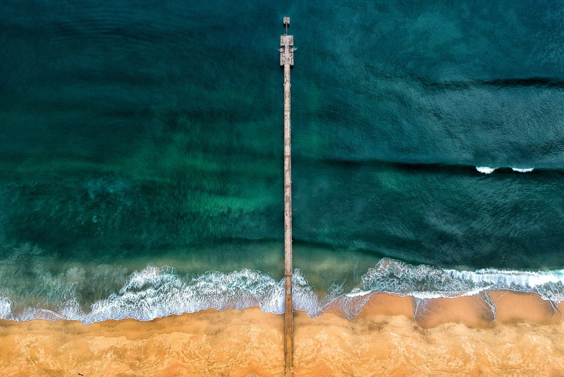 body, dock, beach, aquatic sport, jetty, directly above, sand, nature, surfing, day, gray, power in nature, daylight, ocean, waves, scenic, power, wave