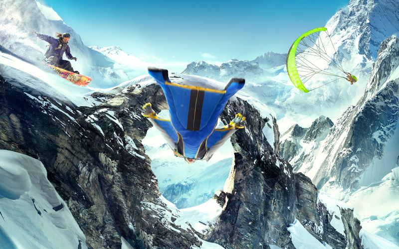 Wingsuit, Steep, Paragliding, SnowBoarding, k, 4K