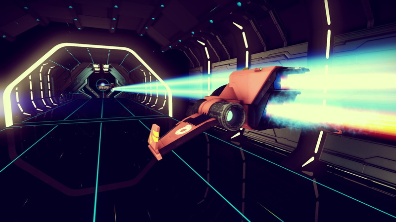 illuminated, light beam, pattern, equipment, architecture, 1080P, still life, red, drone, motion, lighting equipment, No Mans Sky, indoors, video games