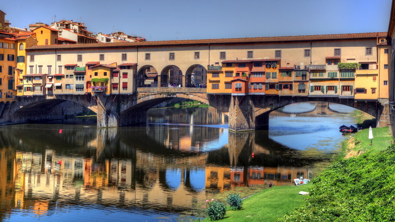 ponte vecchio, architecture, reflected, 4K, home, building, italy, bridge, river, europe, amazing, house, incredible, reflection, florence, arno river