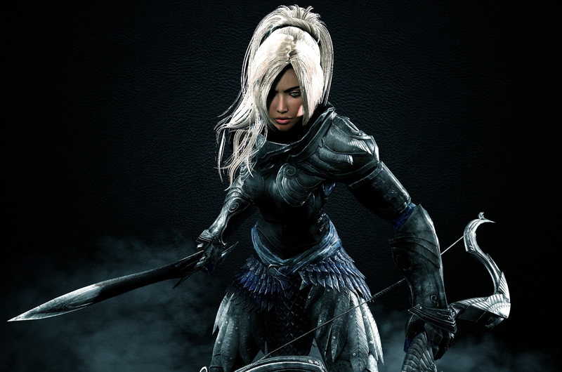 portrait, armor, haired, black color, weapon, women, hair, illustration, The Elder Scrolls V: Skyrim, one person, hairstyle, clothing, sword, black background