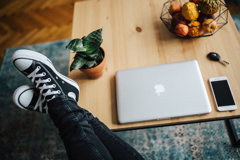 black, Woman, wooden table, trousers, laptop, computer, connection, wireless technology, focus on foreground, human limb, shoe, real people, human hand