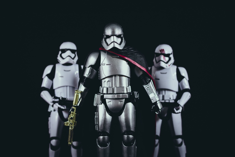 wars, adventure, adults only, looking at camera, two, human representation, protection, black background, representation, troopers, government, star wars