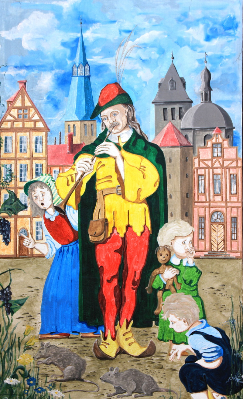 full length, 4K, pied piper, sky, flautist, history, adult, architecture, city, building, people, saga, Hamelin, cloud - sky, built structure, illustration
