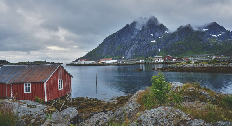 environment, cloudy, lake, island, built structure, win, scenic, landscape, lofoten, view, clouds, day, nordic, house, water, sea, outdoors, scenics - nature