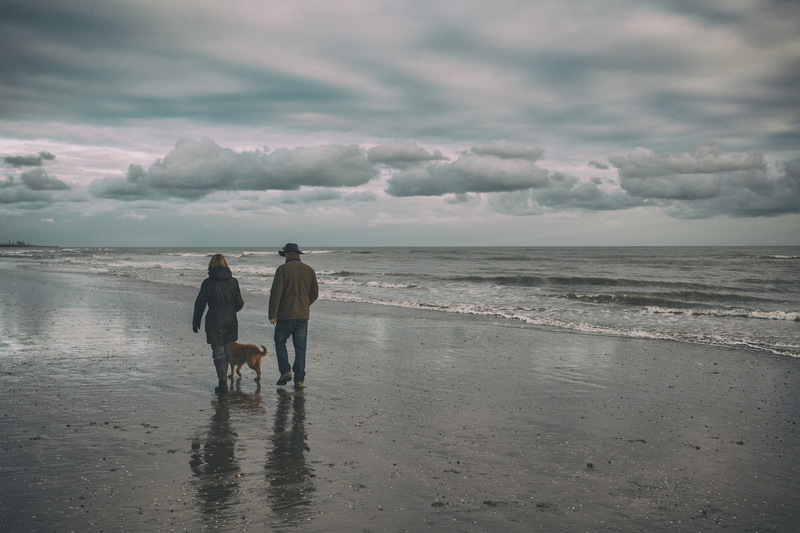 winter’s, real people, Camber Sands, men, nature, full length, walking, rear view, coast, cloud - sky, water, togetherness, couple, land, 4K, sea, positive emotion