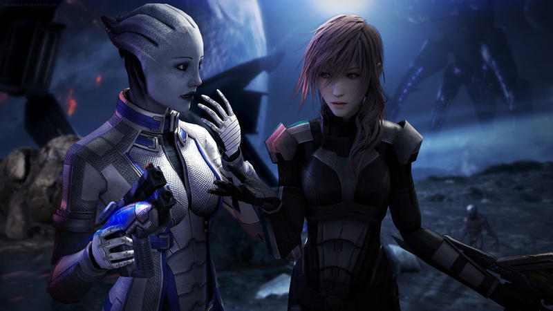 game, Mass Effect, video games, clothing, digital art, portrait, Claire Farron, render, CGI, 1080P, night, Mass Effect 3, women, people, Final Fantasy XIII