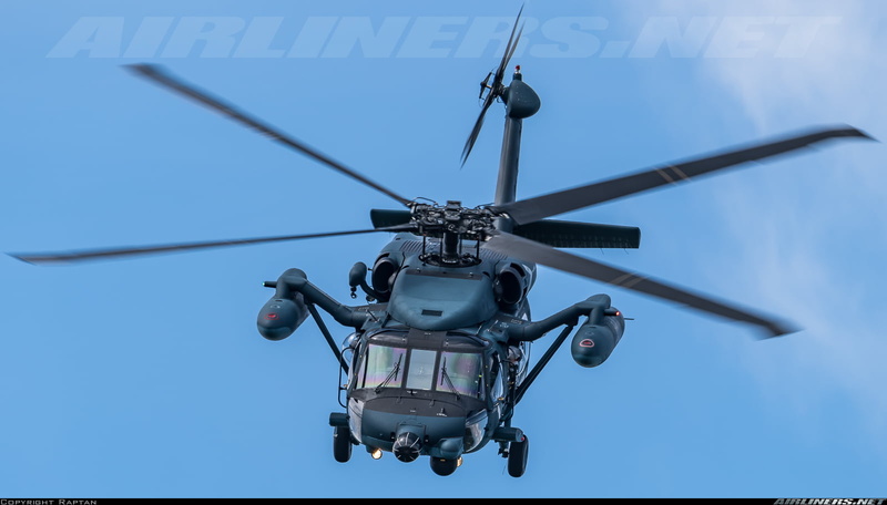 aerospace industry, clear sky, low angle view, blue, air vehicle, Sikorsky HH-60 Pave Hawk, nature, outdoors, sky, travel, day, mid-air, no people, technology