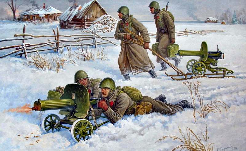 The red army, The great Patriotic war, Winter, 1080P, easel, Calculation, Soviet, The Maxim Machine Gun, The second World war