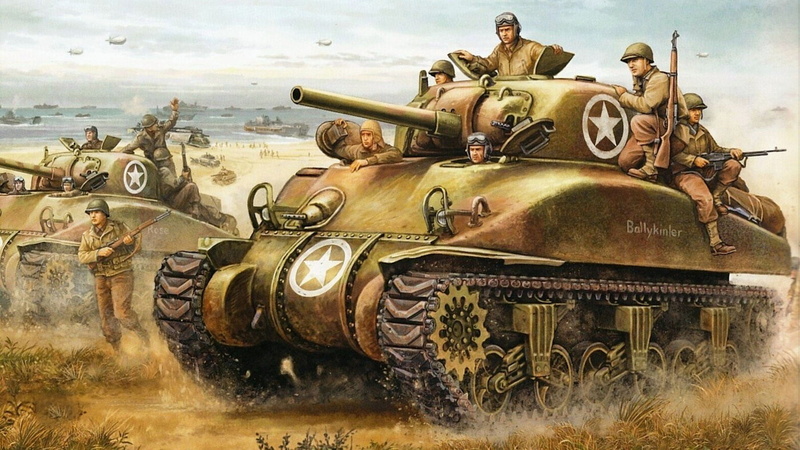 tanks, mode of transportation, camouflage, aggression, fighting, battle, Normandy, old, armored Tank, land, people, sherman, land Vehicle, weapon, military