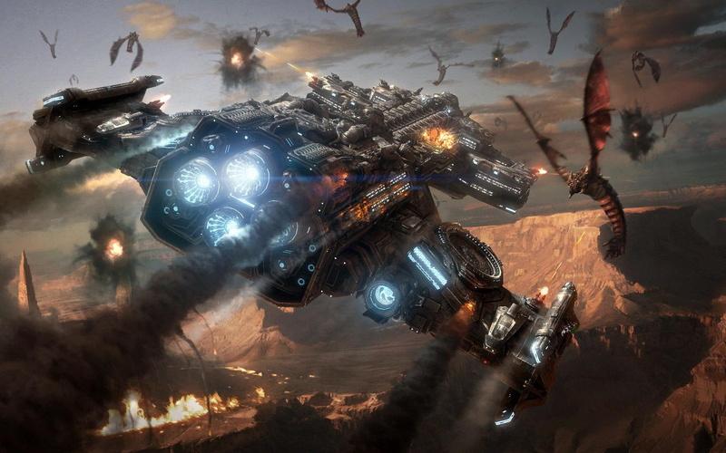 motion, Futuristic, dusk, water, flying, digital composite, sky, spaceship, no people, transportation, starcraft, reflection, outdoors, mode of transportation