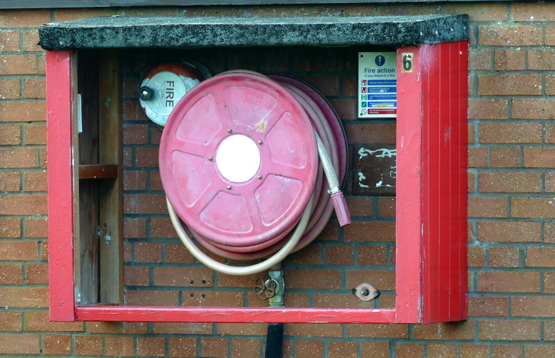 safety, pipe - tube, fire alarm, fire extinguisher, built structure, shape, fire safety, technology, circle, building exterior, exhaust fan, red, architecture