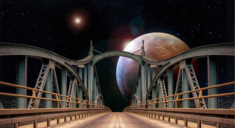 adventure, universe, research, full moon, moonlight, moon, illuminated, space, technology, 5K, direction, the way forward, space and astronomy, bridge - man made structure