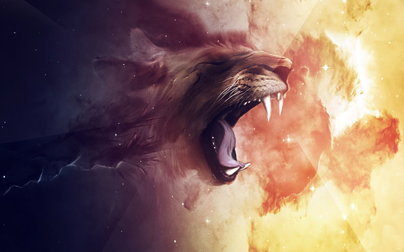 digital artwork, lion, 2K, digital, mouth, artwork