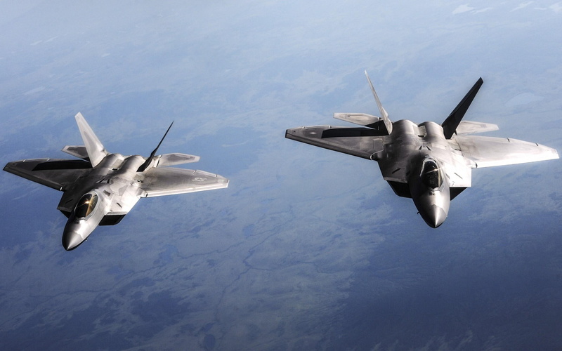 aircraft, f, 2K, sky, raptor, f-22, jets, fighter, two