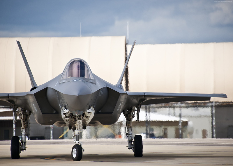 stationary, 2K, airport runway, plane, fighter, sky, Lockheed, airport, transportation, mode of transportation, U.S. Air Force, cloud - sky, military airplane