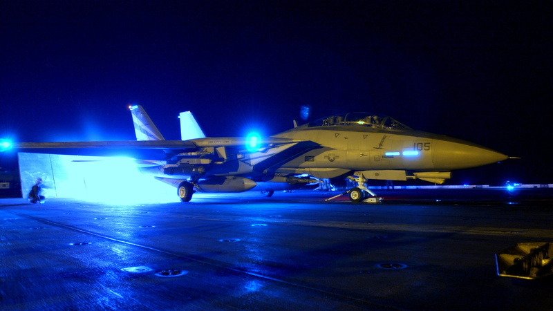 military aircraft, afterburner, United States Navy, aircraft, 2K, aircraft carrier, night, jet fighter, Grumman F-14 Tomcat