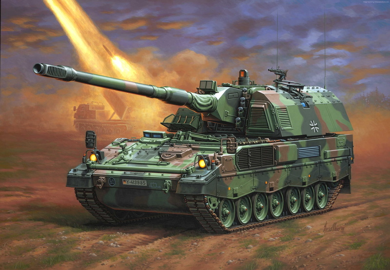 painting, 2K, Panzerhaubitze, PzH 2000, Bundeswehr, artillery, art, howitzer, firing