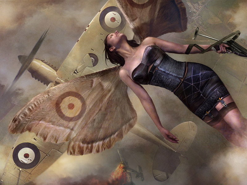 human hand, wings, unrecognizable person, artwork, real people, women, one person, representation, fantasy art, holding, high angle view, 720P, spitfire