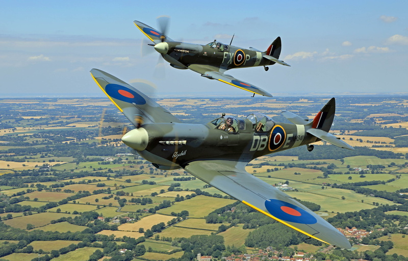 Fighter, Pair, 2K, The Second World War, Spitfire, RAF, Supermarine Spitfire