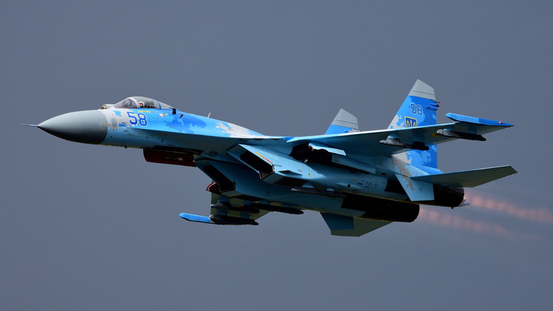 Su-27, Sukhoi SU-27B Flanker, turbine, 1080P, combat aircraft, the rise