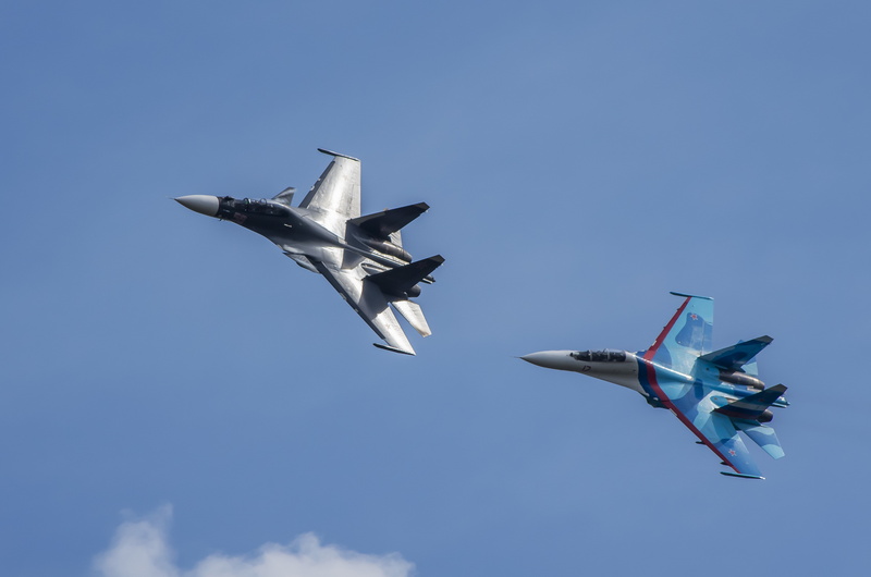 fighters, 4K, flight, Su-30, Su-27
