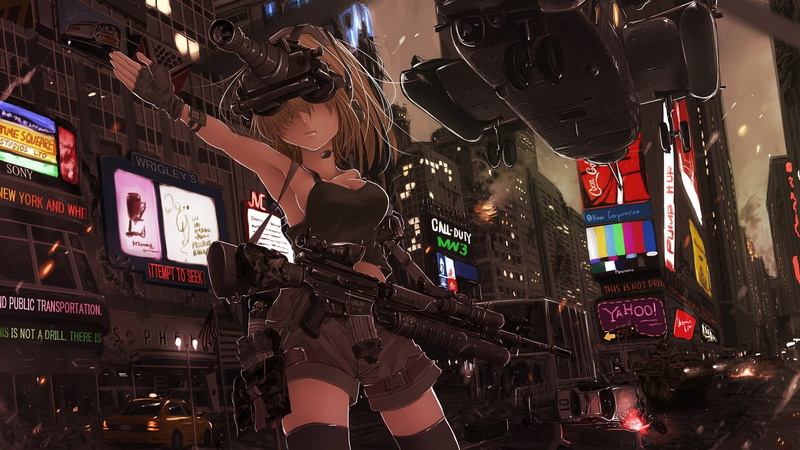 1080P, aircraft, blondes, anime, x, hd, helicopters, military, guns, rifle, cityscapes, art, girls