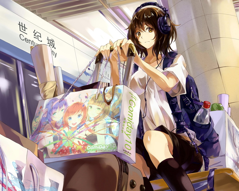 1080P, eyes, original, headphones, hair, brown, neko, yanshoujie