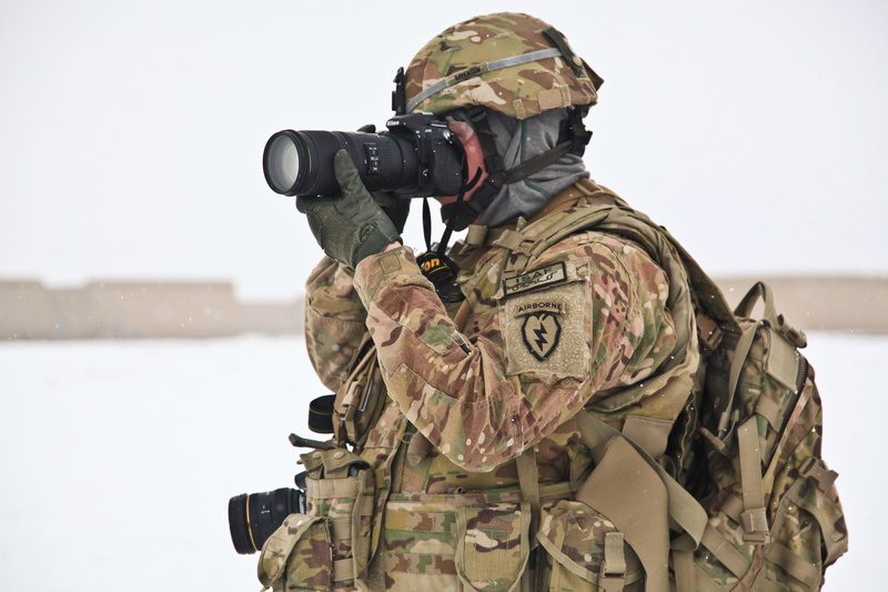 military uniform, photographer, spotting scope, camouflage battledress, men, work helmet, dslr, picture, afghanistan, soldier, shot, camouflage, photo