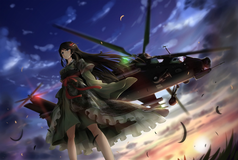 art and craft, TC1995, low angle view, illuminated, cloud - sky, 2K, no people, statue, sculpture, female likeness, military, anime girls, male likeness