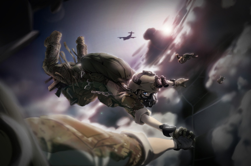 TC1995, military, 2K, Sky Diving, Anime Girls