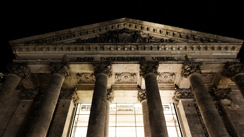 night, no people, neo-classical, reichstag, city, built structure, travel destinations, text, bundestag, low angle view, the past, craft, nature, seat of government