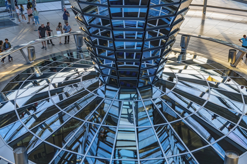 business, building exterior, incidental people, architecture, reichstag, group of people, light, city, interesting, 5K, berlin, metal, office building exterior