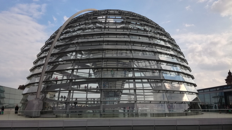 sky, landmark, travel, office building exterior, low angle view, nature, reichstag building, reichstag, berlin, bundestag, dome, glass - material, building