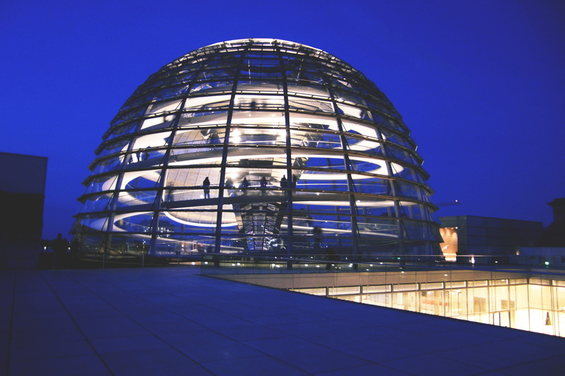 reflection, travel destinations, design, reichstag, night, city, dusk, government, building, blue, building exterior, no people, illuminated, built structure
