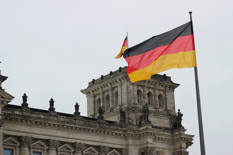 no people, outdoors, reichstag, travel destinations, nature, germany, clear sky, building exterior, sky, flag, built structure, berlin, wind, government