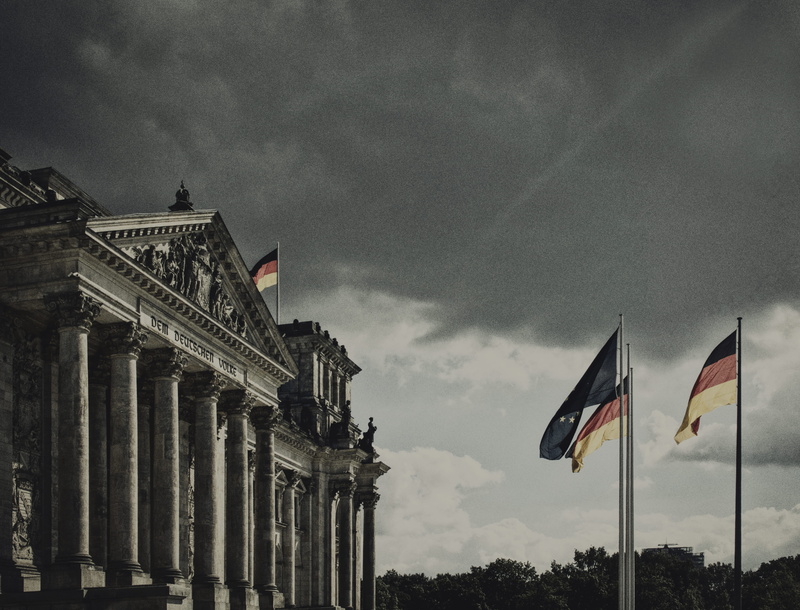 outdoors, reichstag, architecture, classic, nature, sky, flag, flagpole, the past, colonnade, building exterior, independence, tree, european union, design