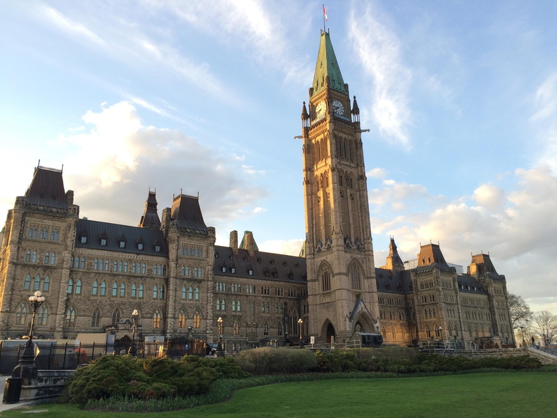 clock tower, travel, the past, day, Canada, building, tall - high, built structure, sky, outdoors, travel destinations, Parliament, 1080P, grass, city
