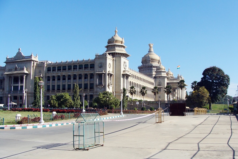 sky, bangalore, landmark, old, incidental people, plant, india, day, engineering, tree, building, history, vidhana soudha, travel, structure, architectural column