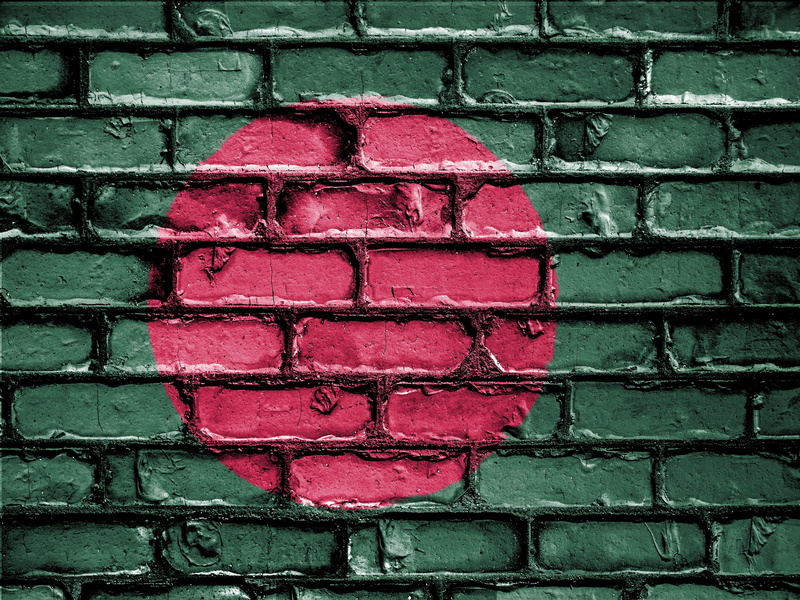 brick, textured, patriotic, graffiti, built structure, wall, architecture, flag, pink color, bangladesh, brick wall, banner, green, pattern