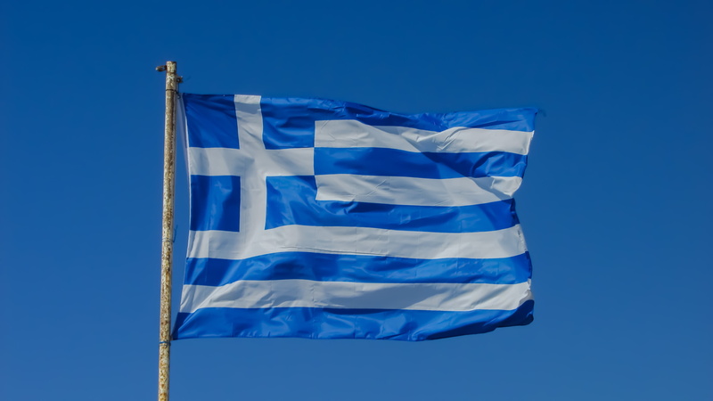 flag, national icon, blue background, nation, greek, waving, independence, blue, day, patriotism, symbol, nature, pride, clear sky, no people, 4K, europe