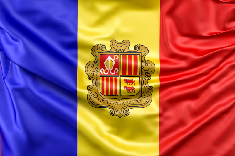 vibrant color, horizontal, silk, europe, symbol, flag, flag of andorra, pattern, wave, andorra, red, indoors, banner, ensign, dom, satin, full frame, clothing