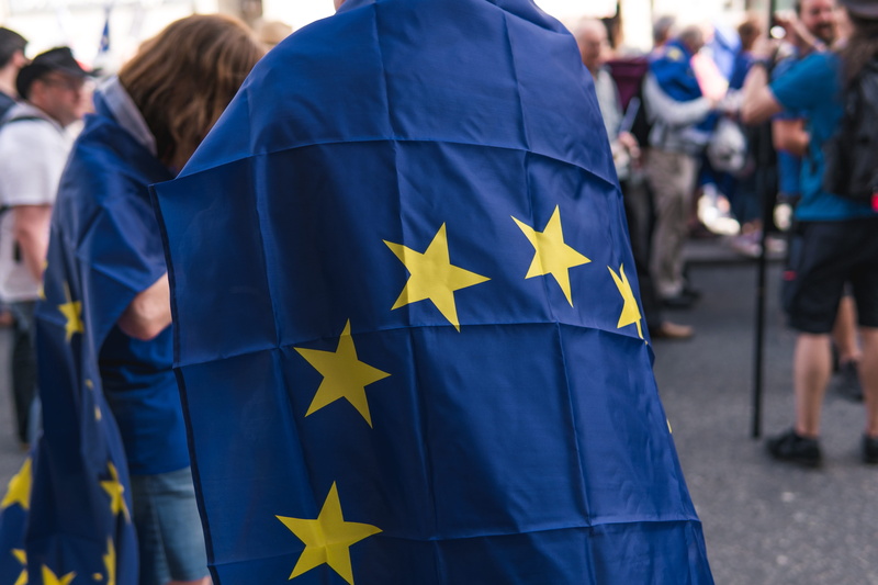 adult, people, flag, shape, standing, united kingdom, eea, day, outdoors, europe, incidental people, european union, dom, activism, 5K, focus on foreground