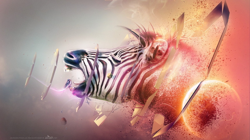 animal wildlife, animals, Shattered, vertebrate, marine, swimming, one animal, 1080P, close-up, digital art, nature, glass - material, underwater, fish