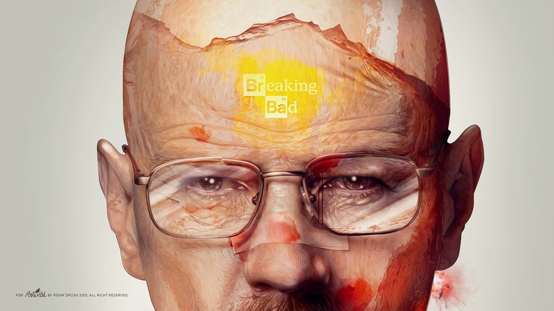 Adam Spizak, Glasses, face, artwork, Breaking Bad, Walter White, 2K