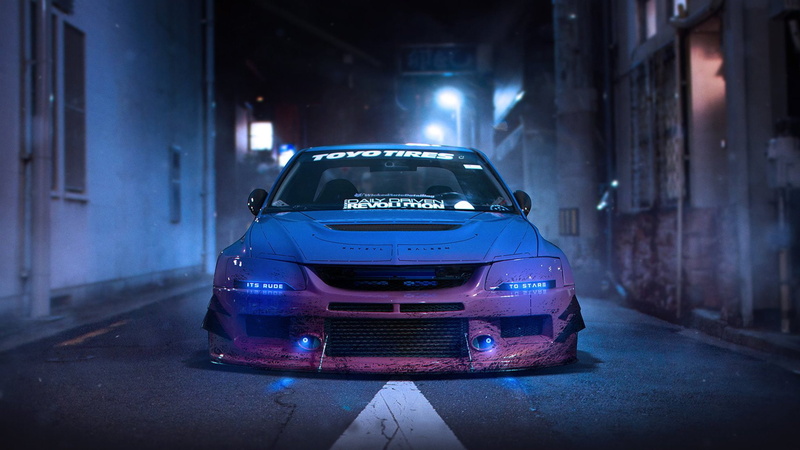 car, 1080P, Japanese Cars, Headlights, Tuning, Mitsubishi Lancer Evo IX