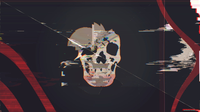 glitch Art, skull, cyberpunk, 1080P, Webpunk, abstract