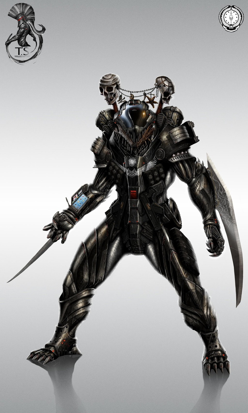 artwork, blades, armor, concept, Skulls, Futuristic, fiction, suit, hd, digital, 720P, weapons, art, concepts, science, armored, aircraft